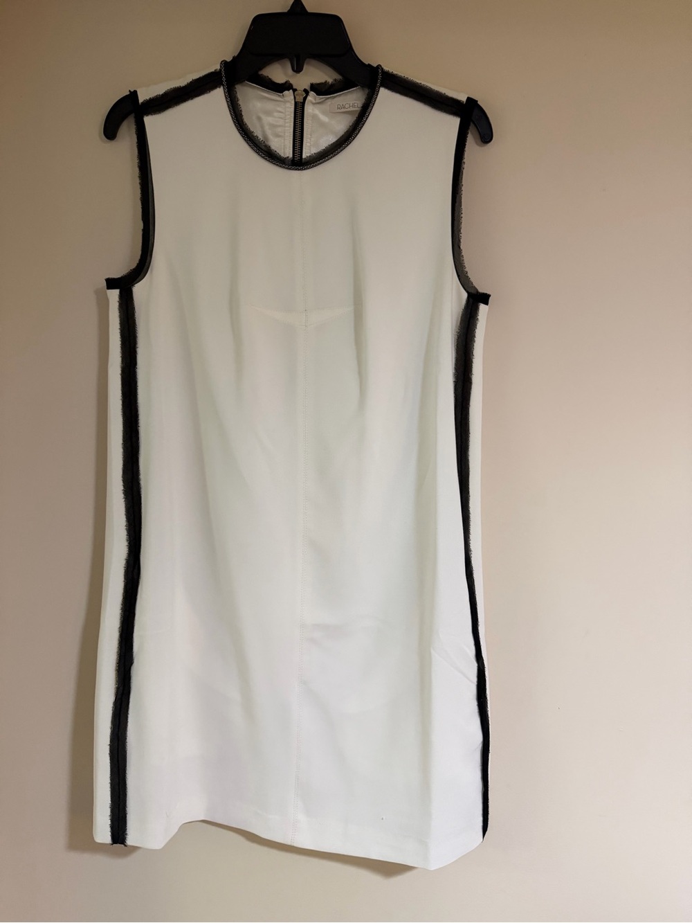 Rachel Roy Sleeveless White Shift Dress with Black Trim